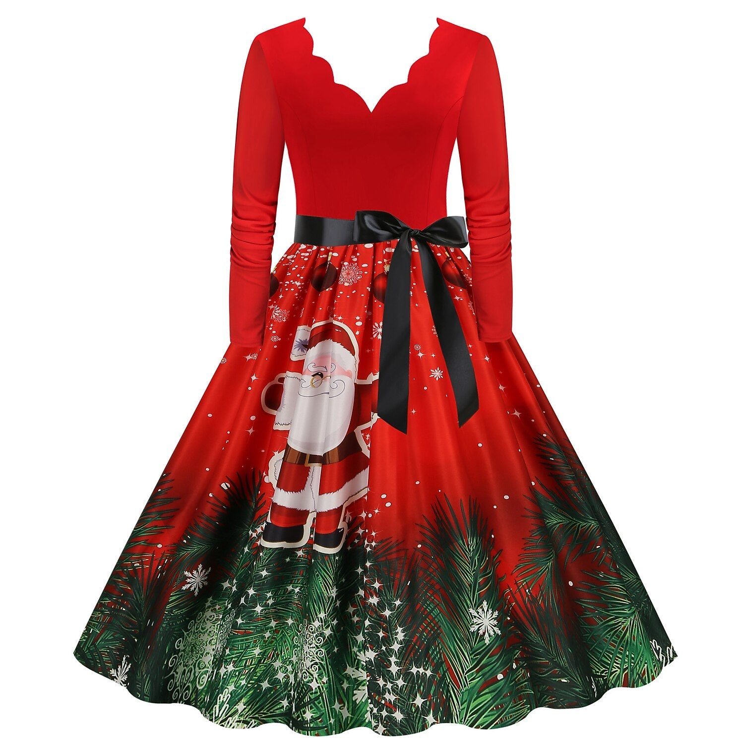Christmas A-Line Santa Print Dress
