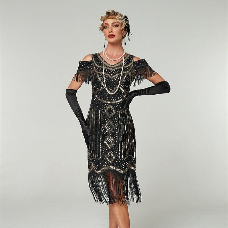 Sequin Art Deco Flapper Dress