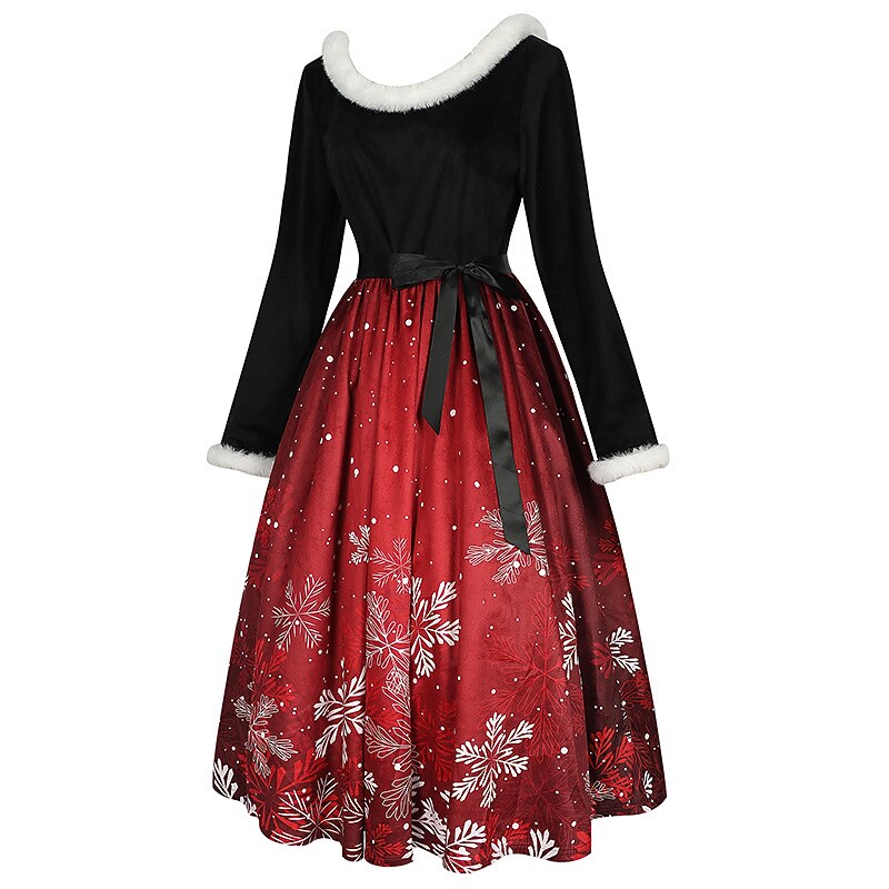 Christmas Vintage A-Line Print Dress