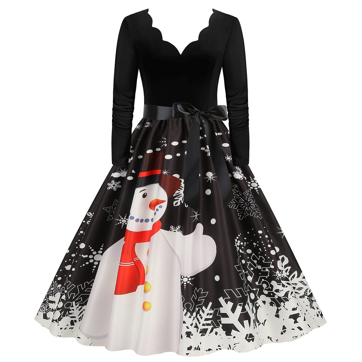 Christmas A-Line Santa Print Dress