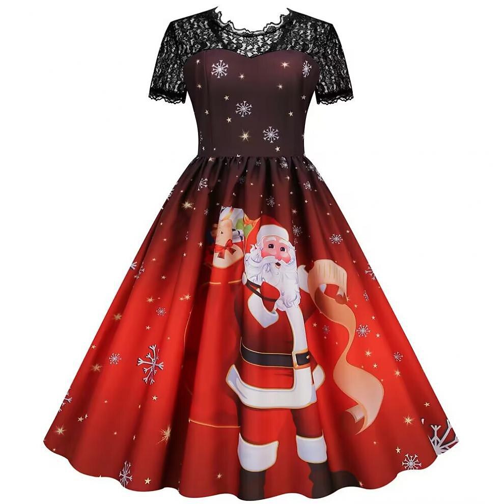 Christmas Vintage Lace Swing Dress