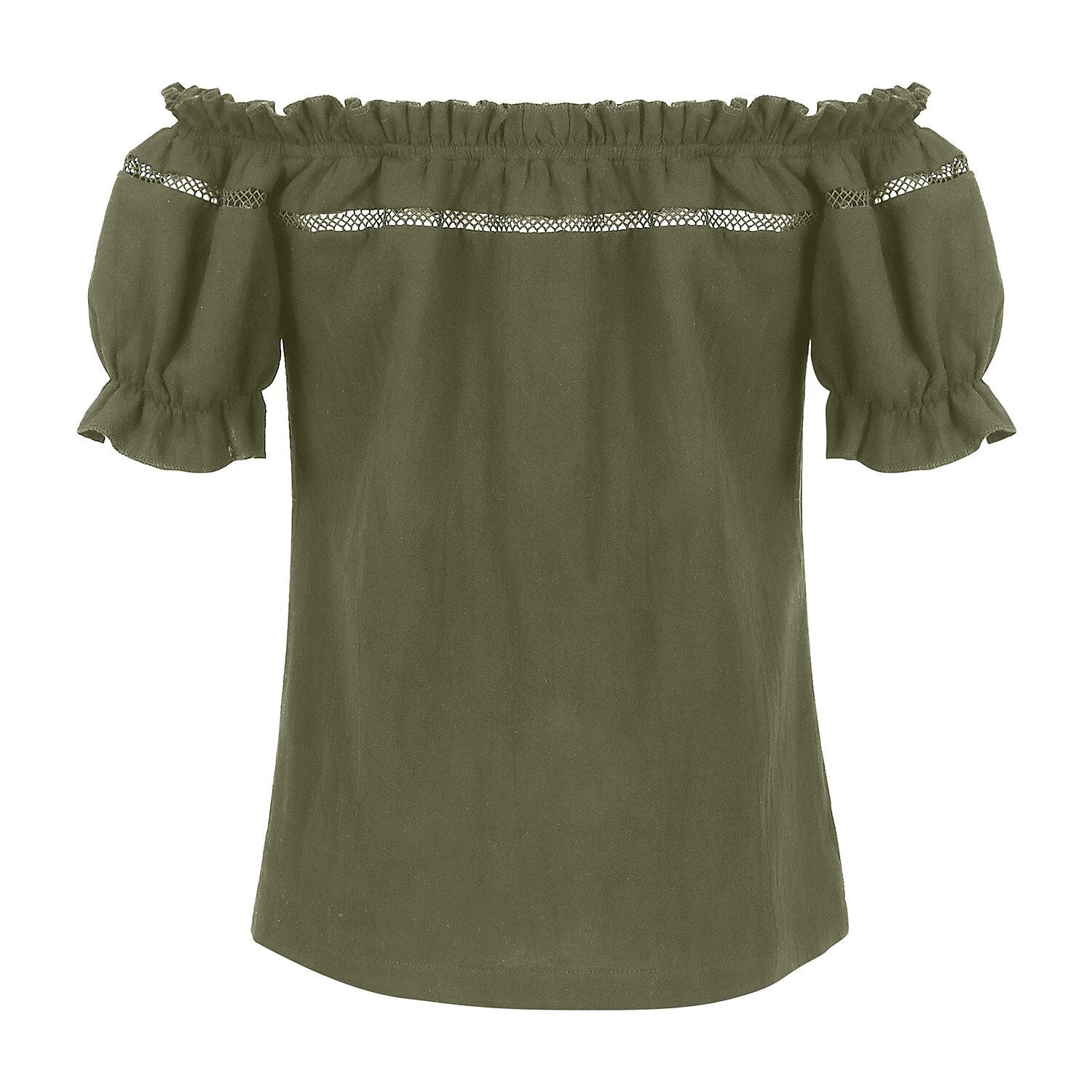 Renaissance Crew Neck Off Shoulder Lace-up Tops