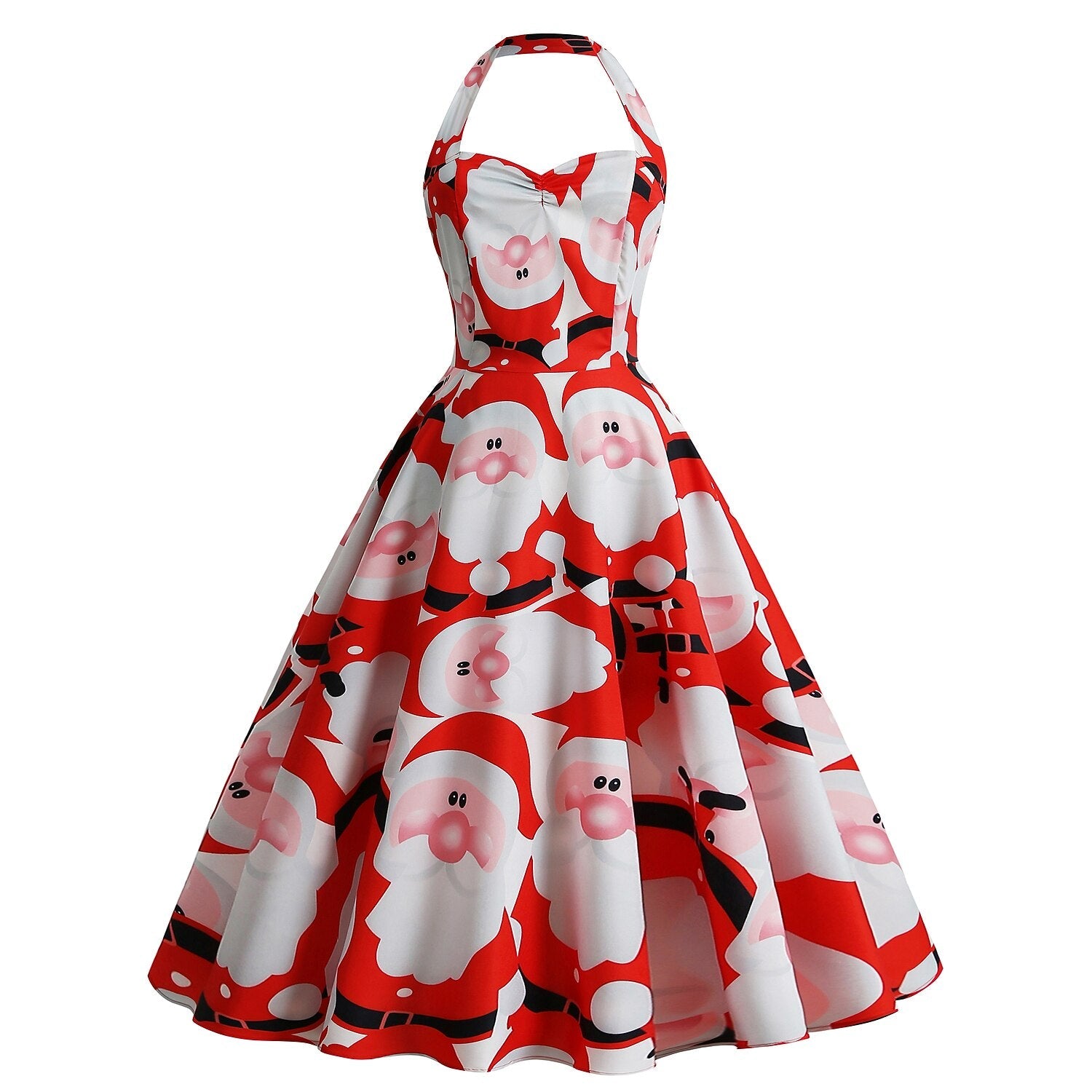Christmas Vintage Santa Claus Halter Dress