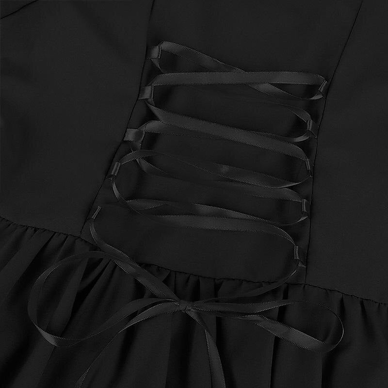 Renaissance Dress Ruffle High Low Dress with Drawstring