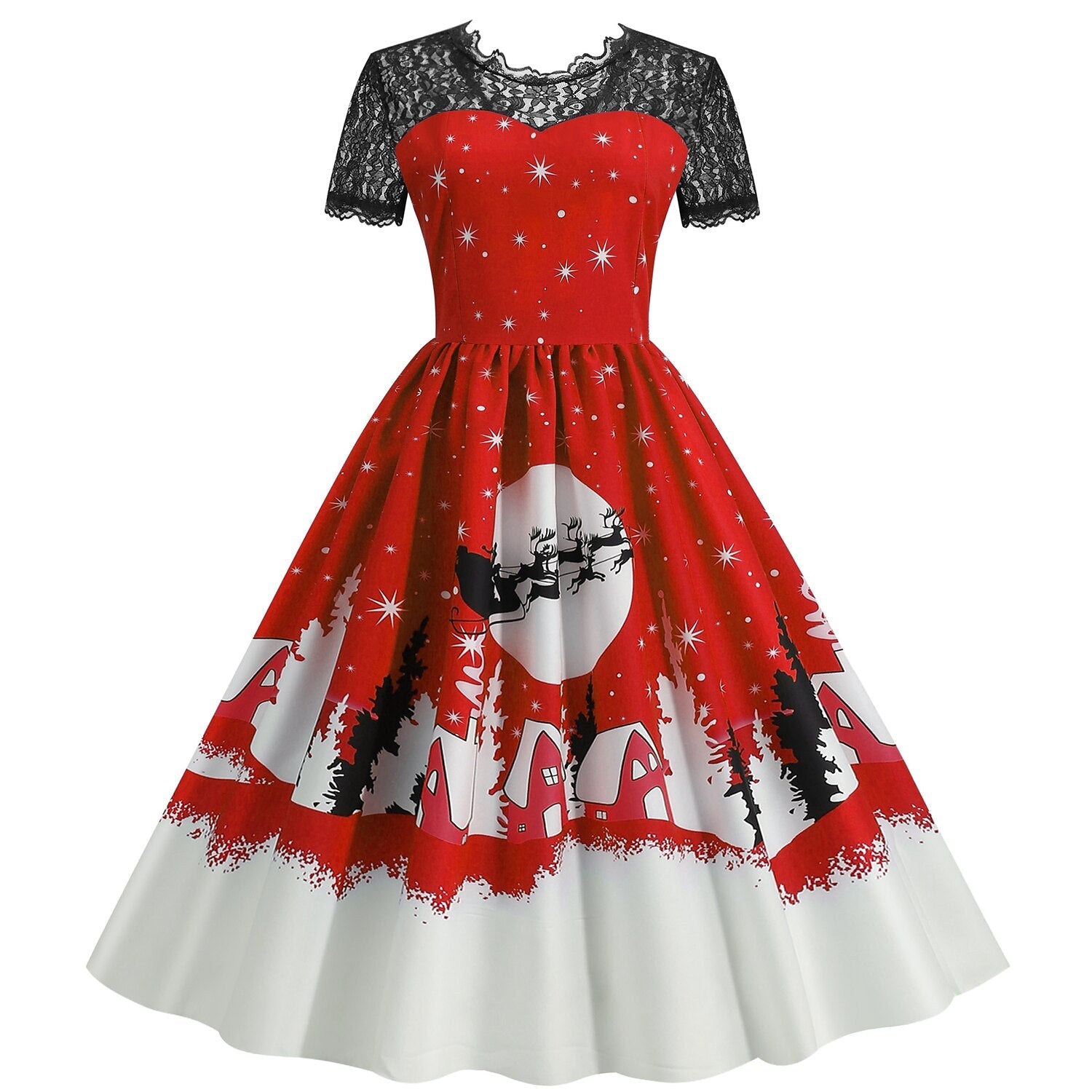 Christmas Vintage Lace Swing Dress