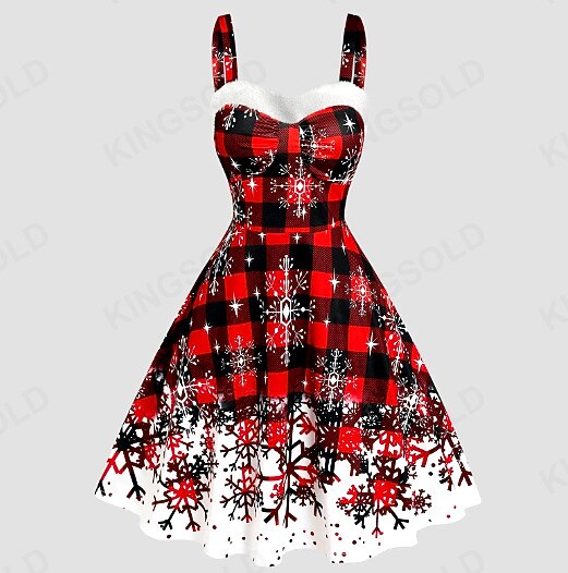 Christmas Vintage Snowflake A-Line Dress