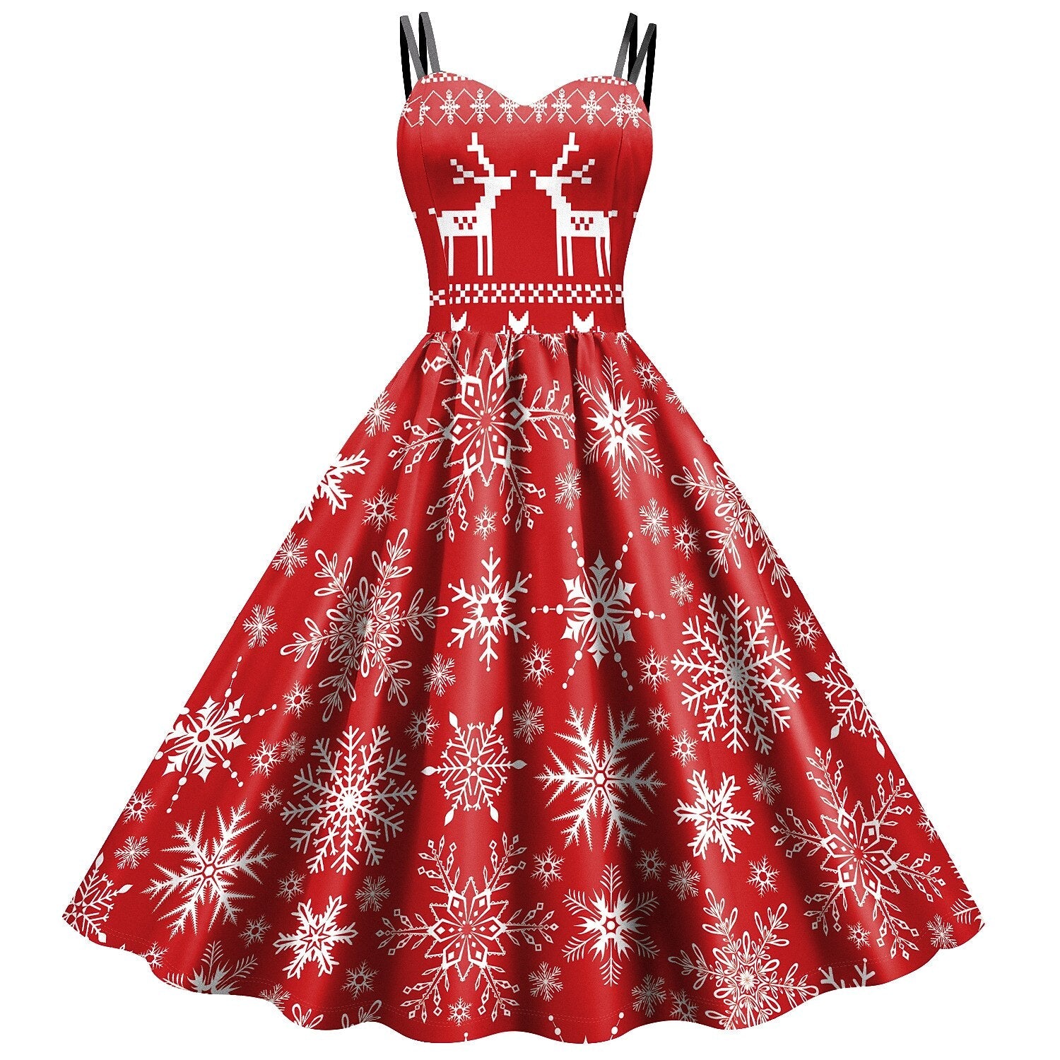 Christmas Vintage Snowflake Santa Pin-up Dress