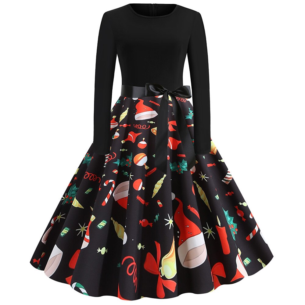 Christmas Print Fit & Flare A-Line Dress