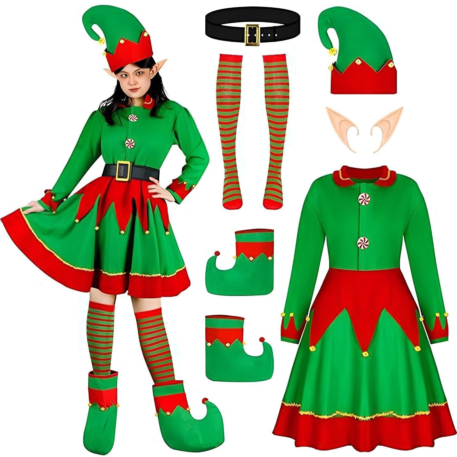 Women's Christmas Elf Costume Set