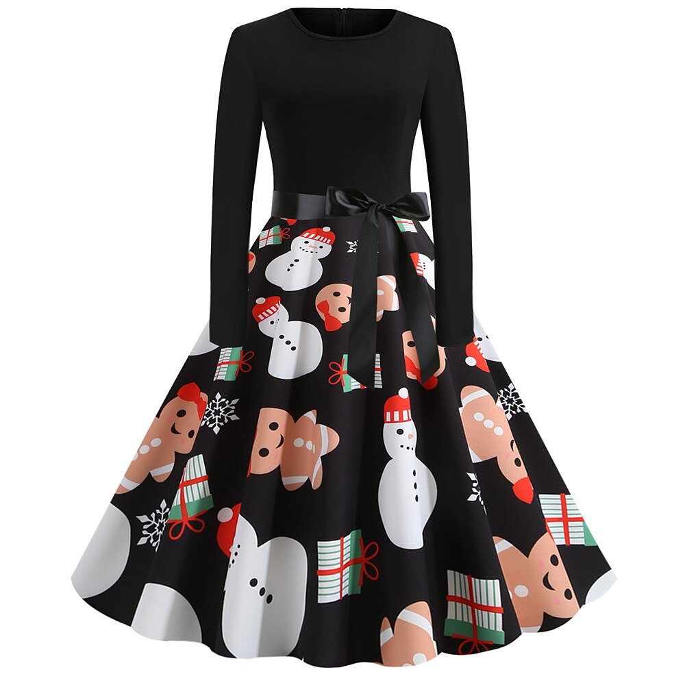 Christmas Print Fit & Flare A-Line Dress