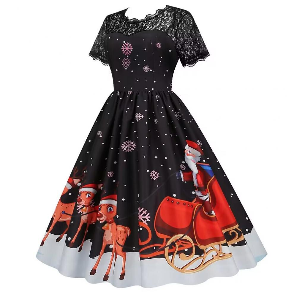 Christmas Vintage Lace Swing Dress