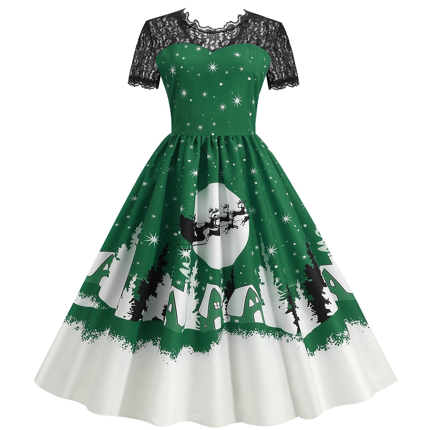 Christmas Vintage Lace Swing Dress