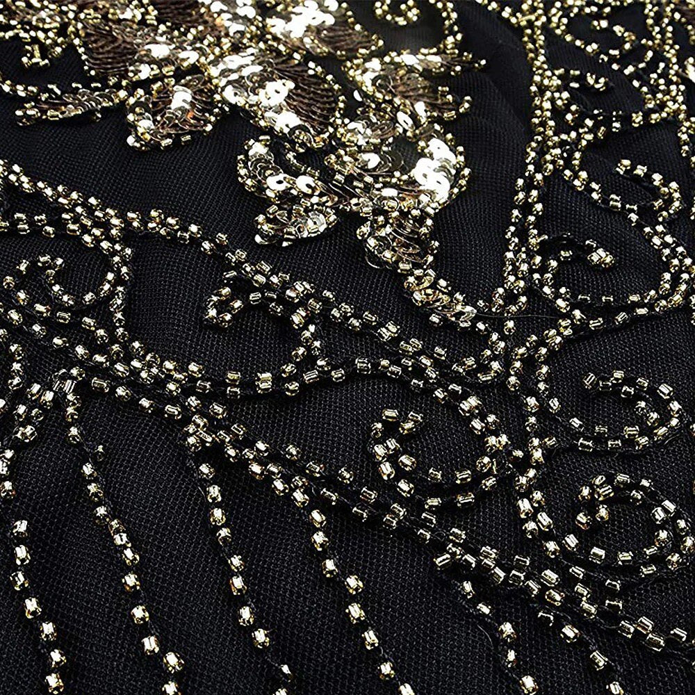 Art Deco V-Neck Flapper Dress with ACCs