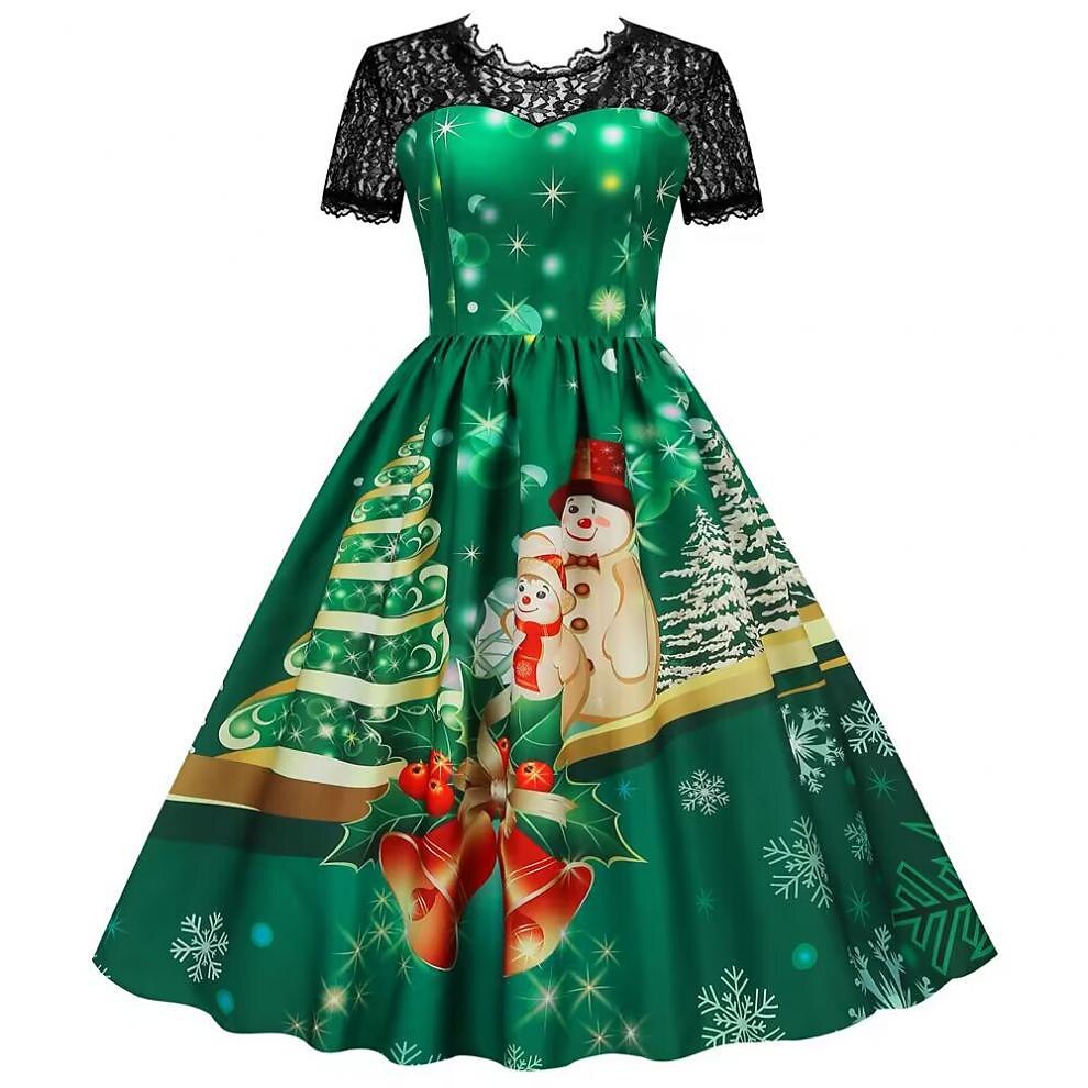 Christmas Vintage Lace Swing Dress