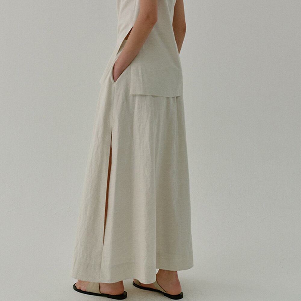 Classic Cotton Linen Blend Skirt