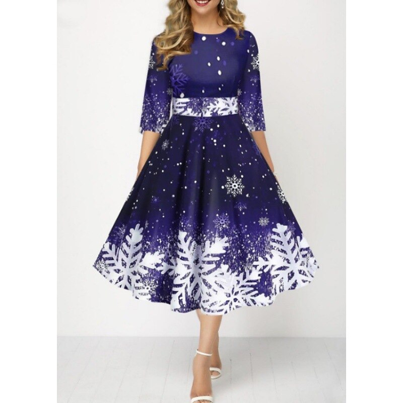 Christmas Vintage Snowflake Swing Dress