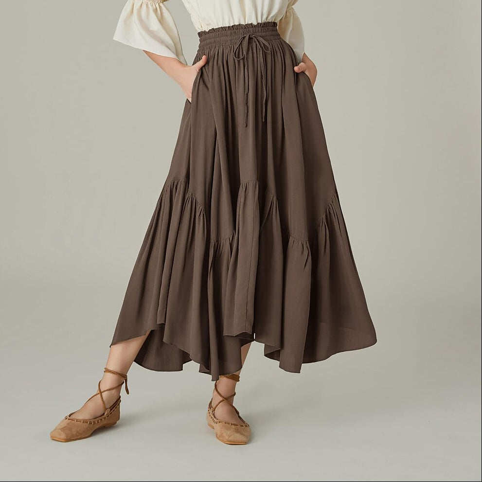 Renaissance High Waist Maxi Skirts with Pockets