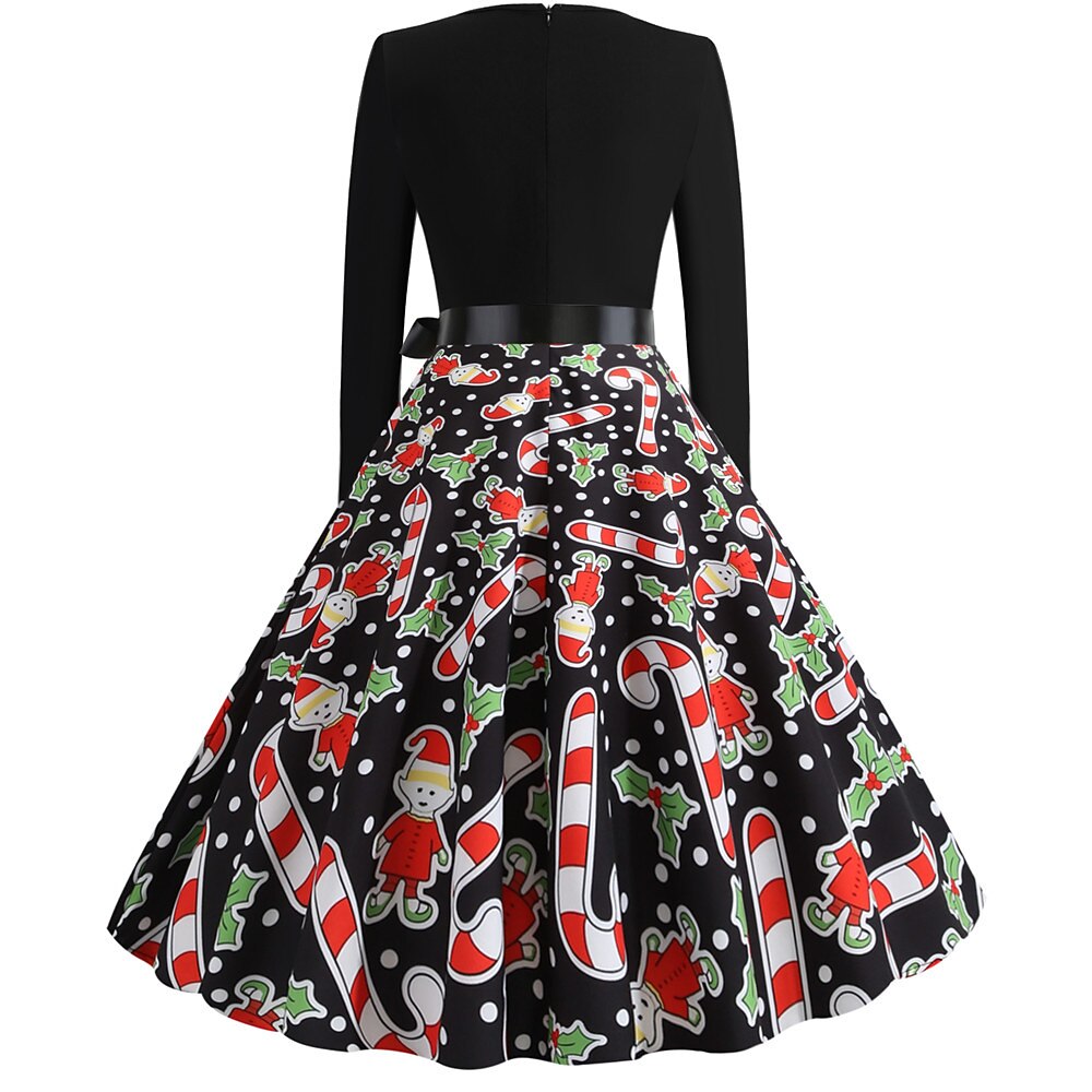 Christmas Print Fit & Flare A-Line Dress