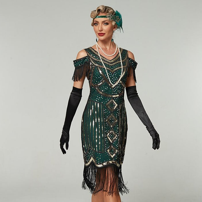 Sequin Art Deco Flapper Dress