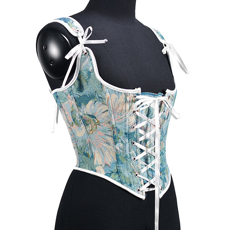 Renaissance Style Floral Lace Design Corset Vest