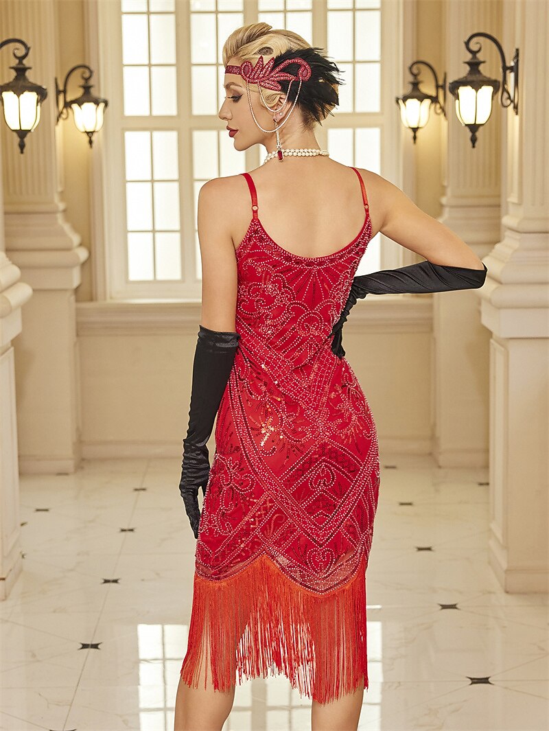 Floral Beaded Sequin Flapper Dress