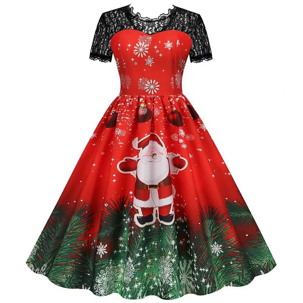 Christmas Vintage Lace Swing Dress