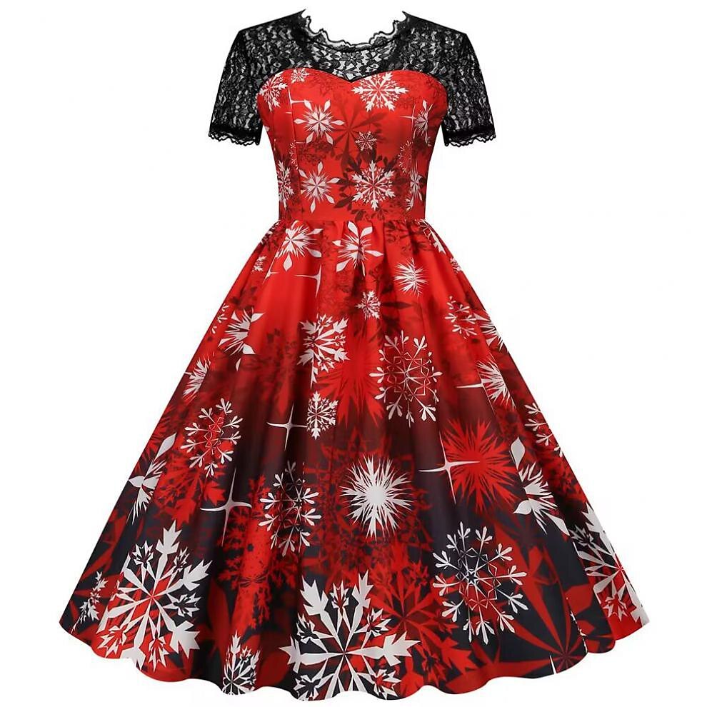 Christmas Vintage Lace Swing Dress