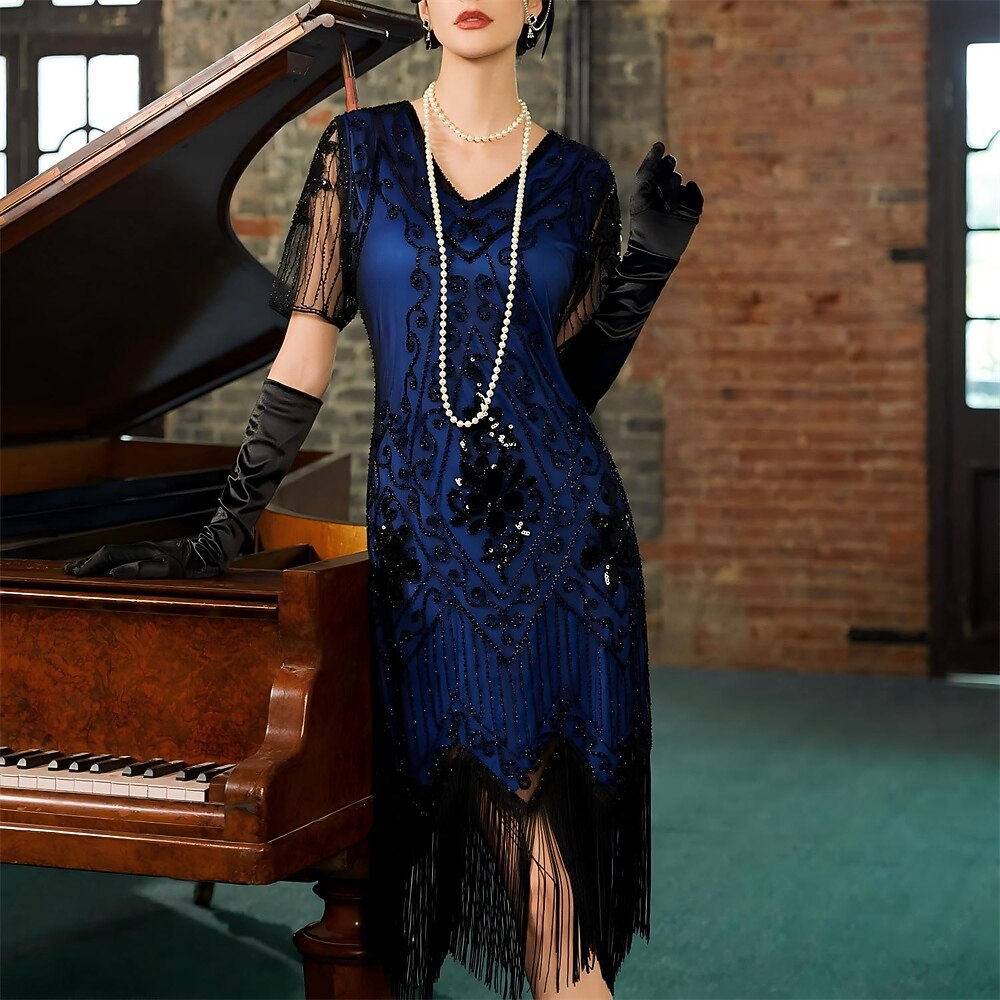 Art Deco Beaded Flapper Dress with ACCs