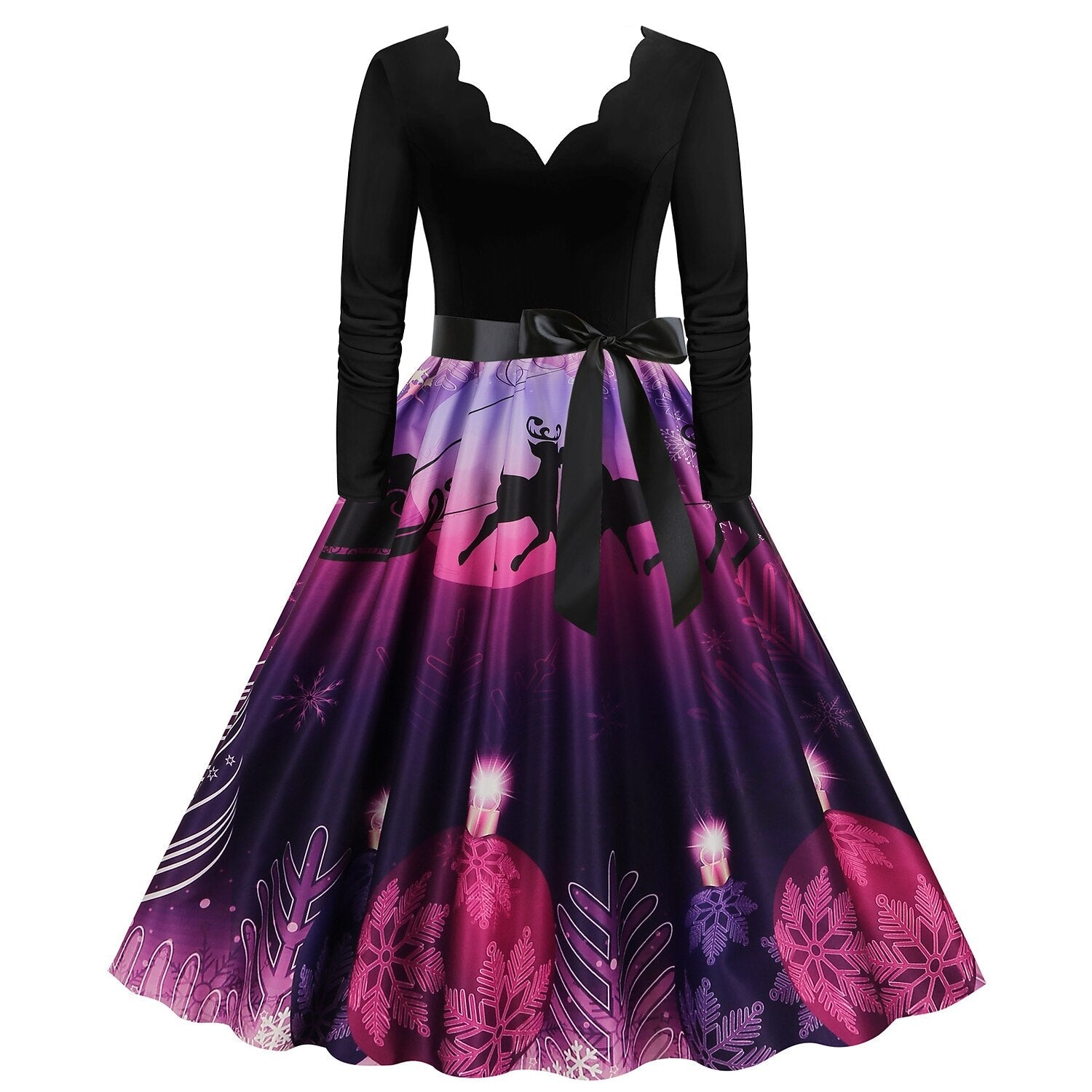 Christmas A-Line Santa Print Dress