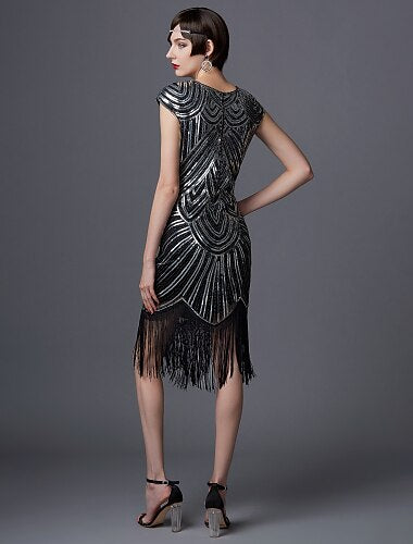 Art Deco Sequin Tassel Flapper Cocktail Dress
