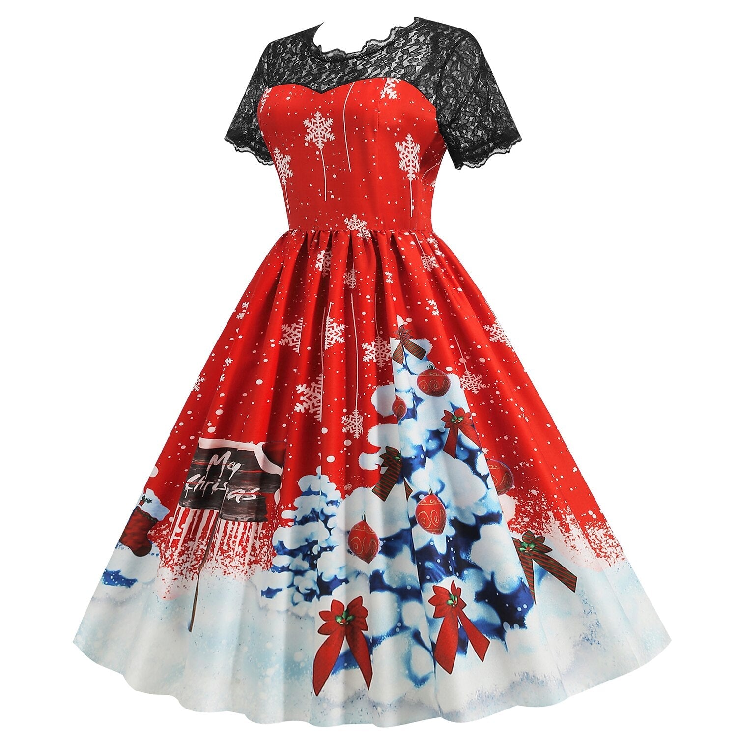 Christmas Vintage Lace Swing Dress
