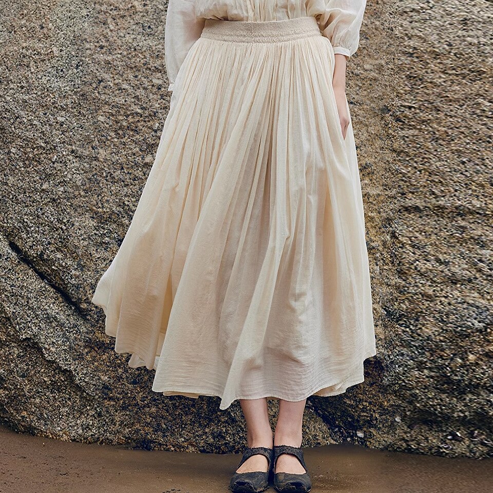 Renaissance Style Classic Cotton Long Skirt