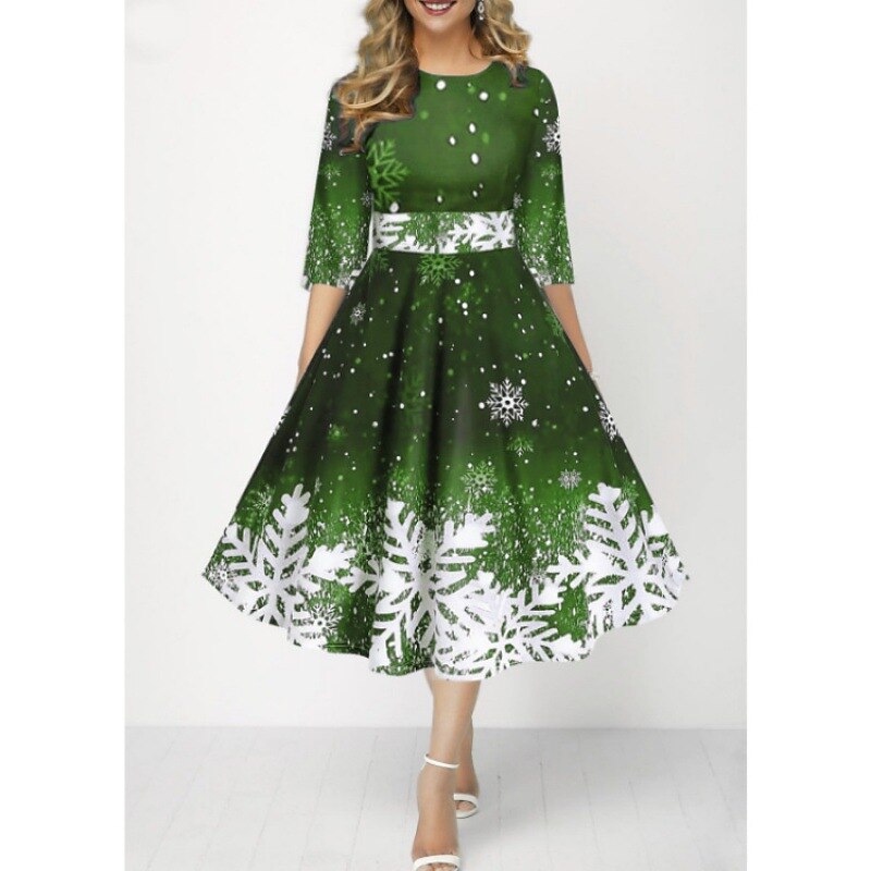 Christmas Vintage Snowflake Swing Dress