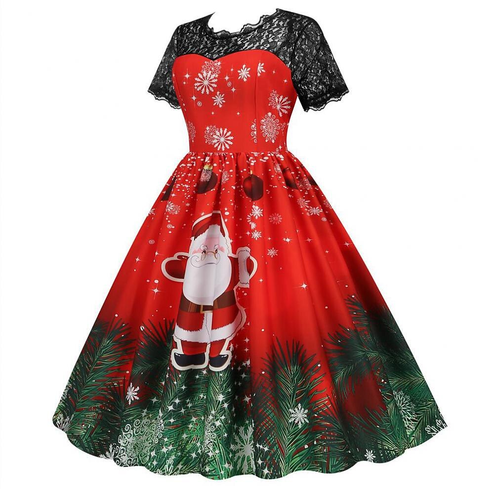 Christmas Vintage Lace Swing Dress