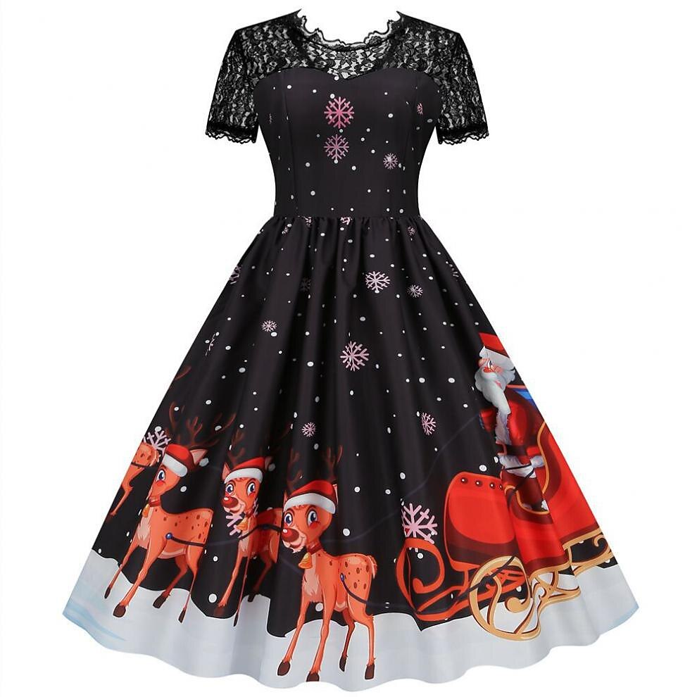 Christmas Vintage Lace Swing Dress