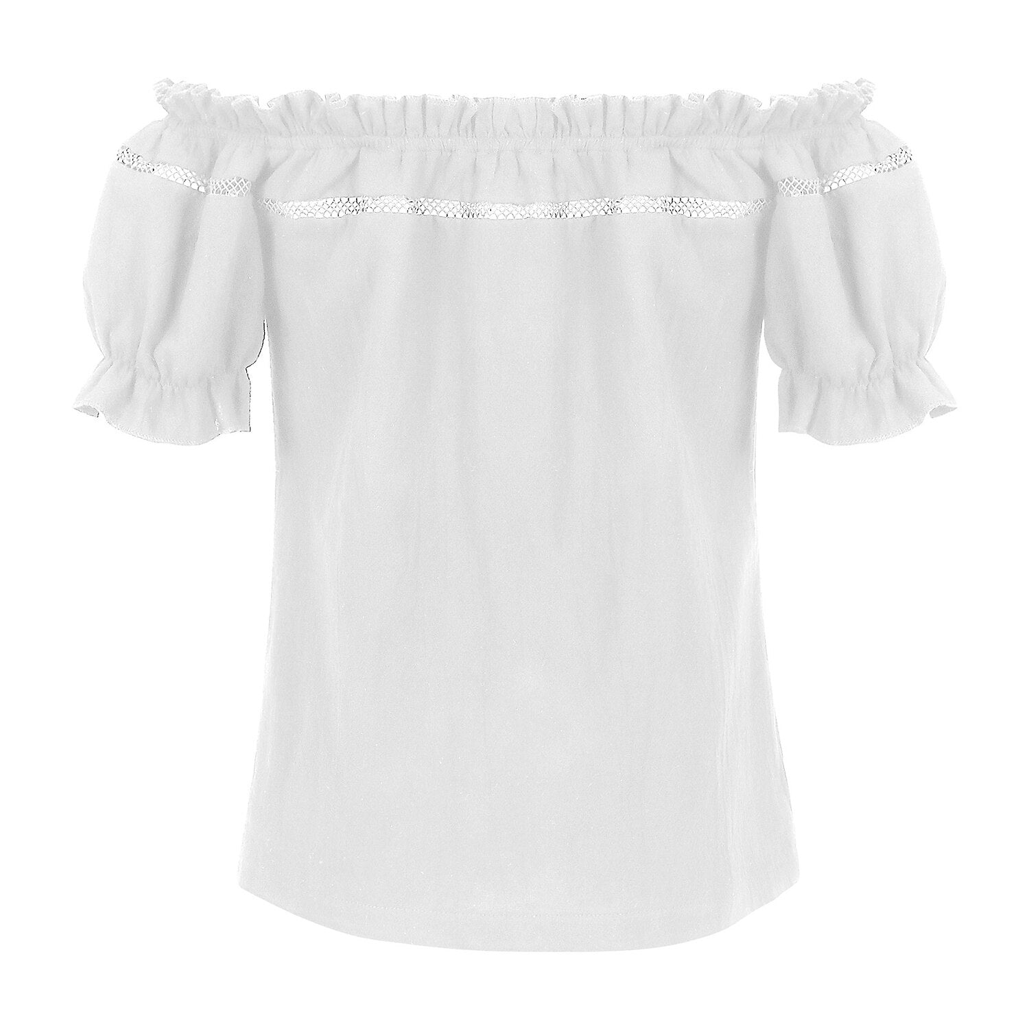Renaissance Crew Neck Off Shoulder Lace-up Tops