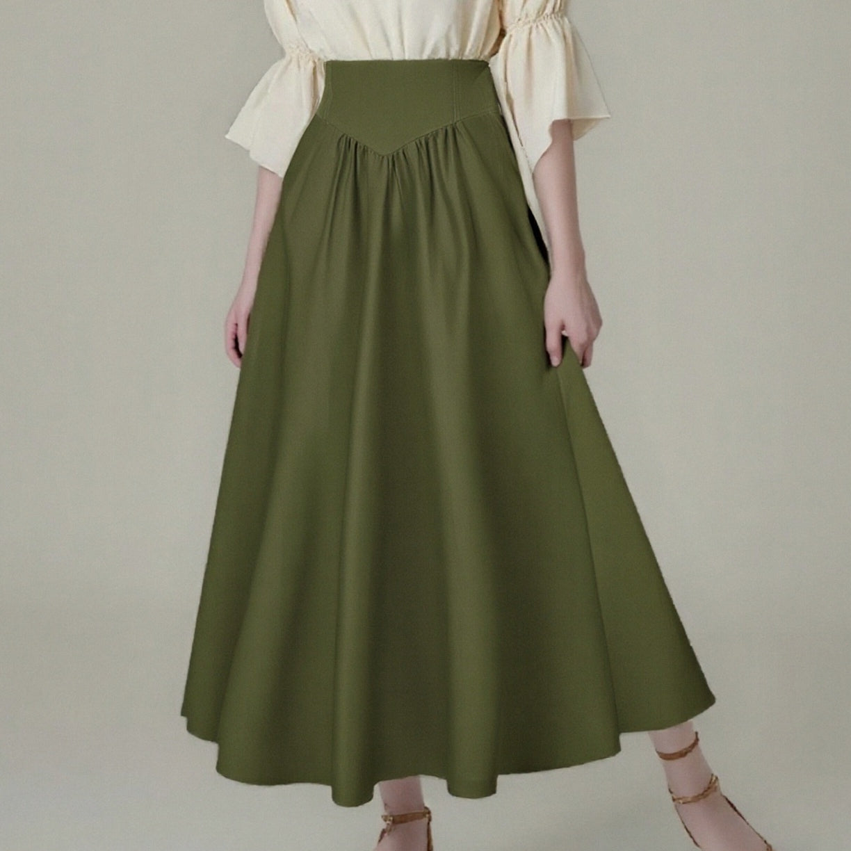Retro Vintage Medieval Solid Color A-Line Maxi Skirt