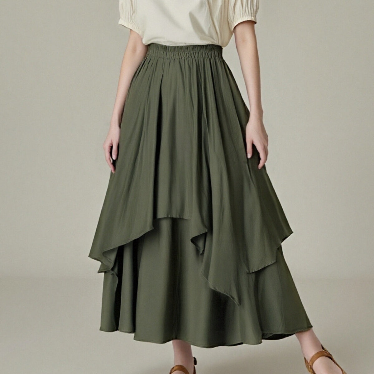 Renaissance Dual-Layer Swing Maxi Skirt