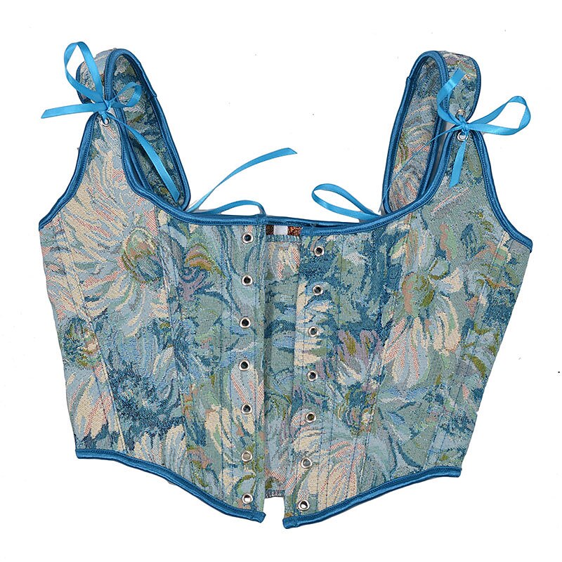 Renaissance Style Floral Lace Design Corset Vest