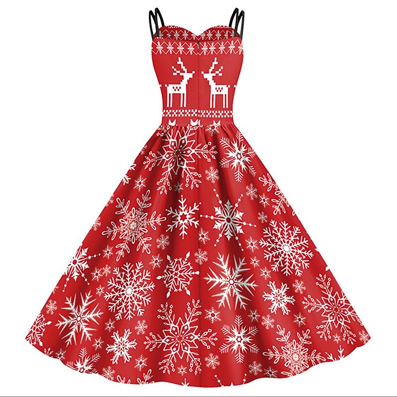 Christmas Vintage Snowflake Santa Pin-up Dress