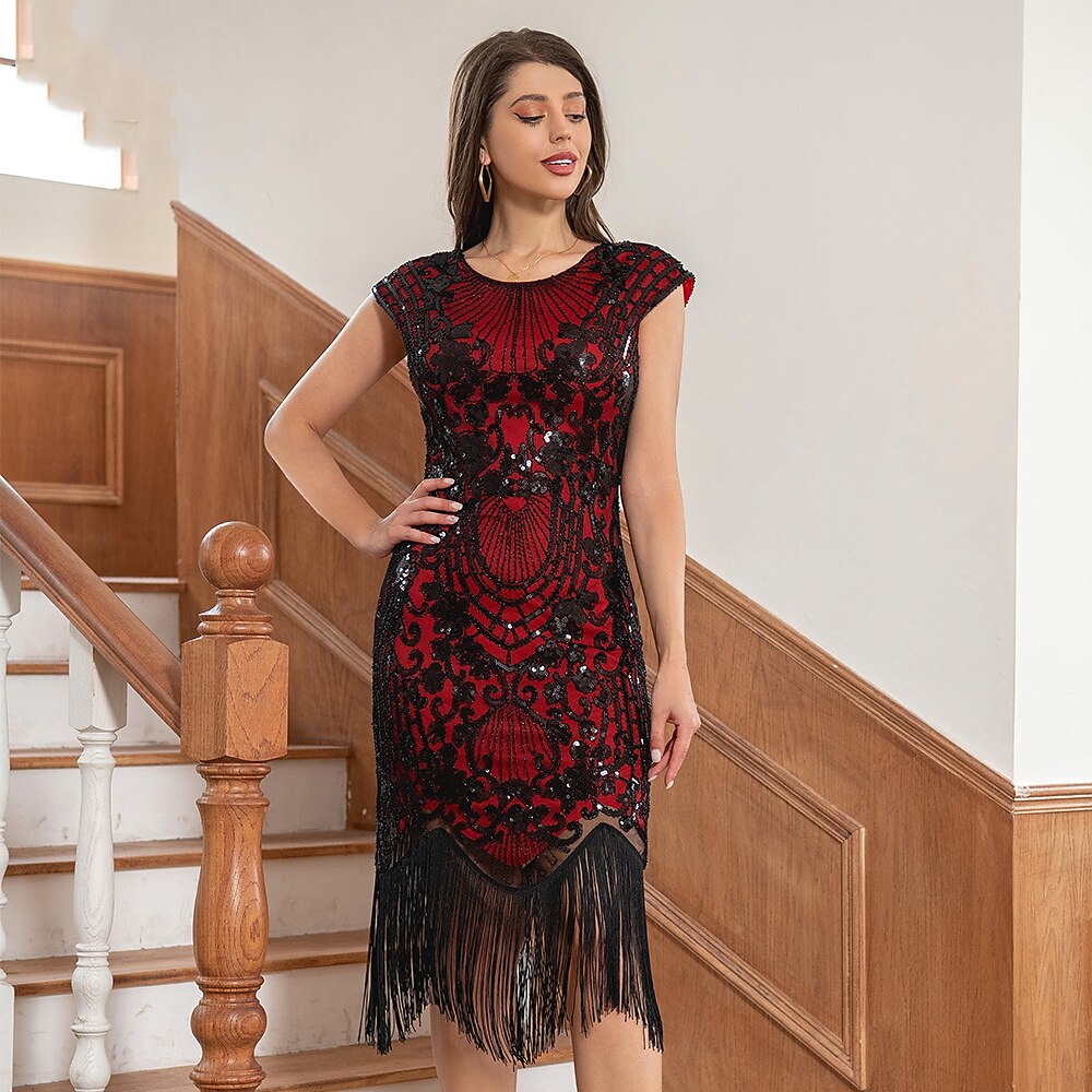 Art Deco Beaded Fringe Flapper Dress