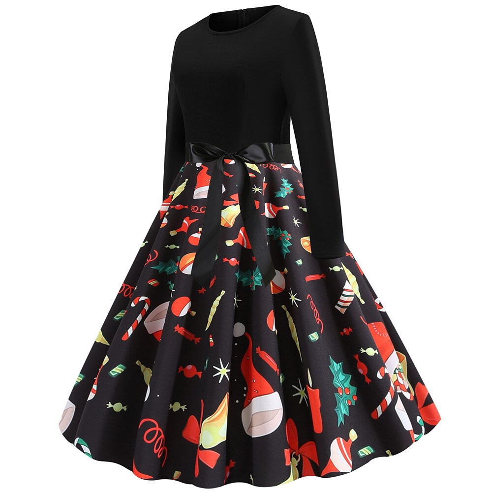 Christmas Print Fit & Flare A-Line Dress