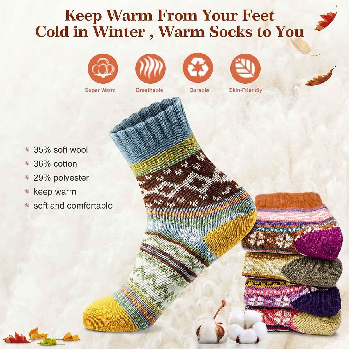 5PCS Christmas Cozy Nordic Cabin Socks