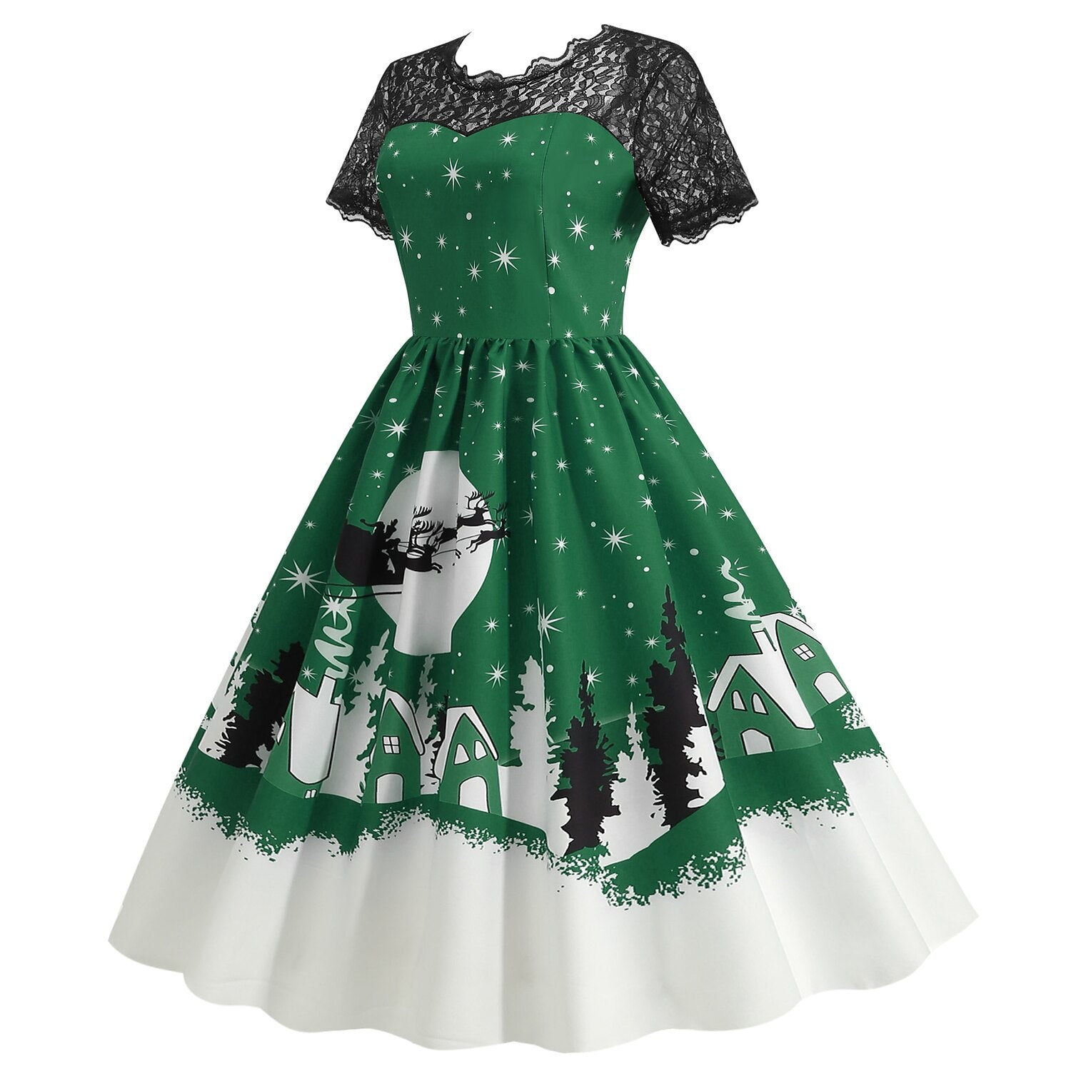 Christmas Vintage Lace Swing Dress