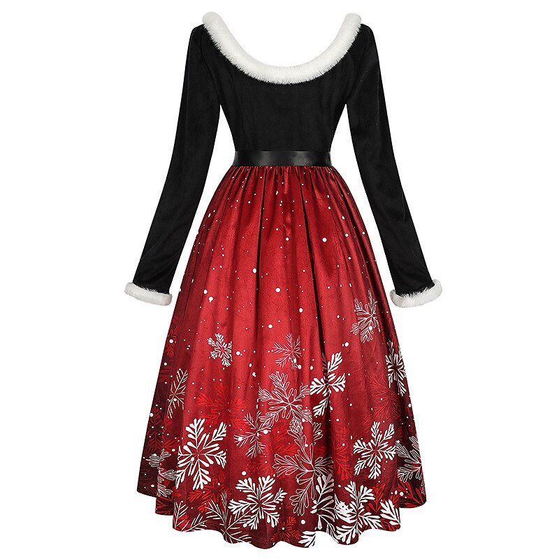 Christmas Vintage A-Line Print Dress