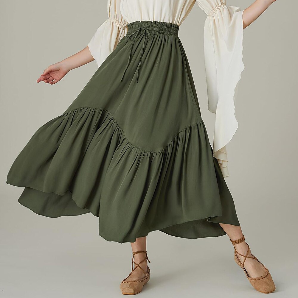 Renaissance High Waist Maxi Skirts with Pockets