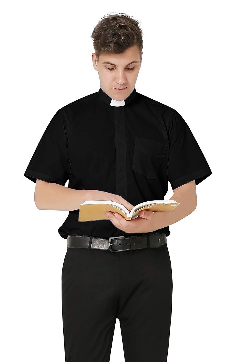 Tab Collar Priest Shirt with Short Sleeve