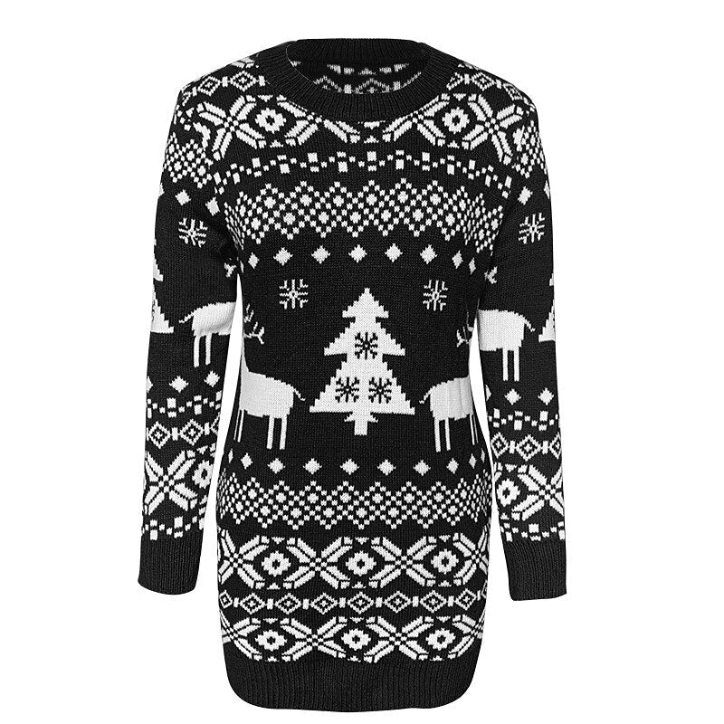 Black Reindeer & Tree Ugly Christmas Sweater