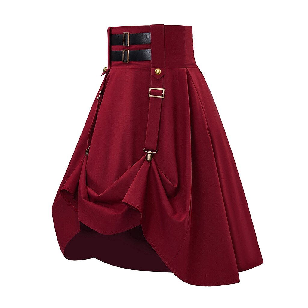 Steampunk Skirt Length Adjustable Skirt With Pocket