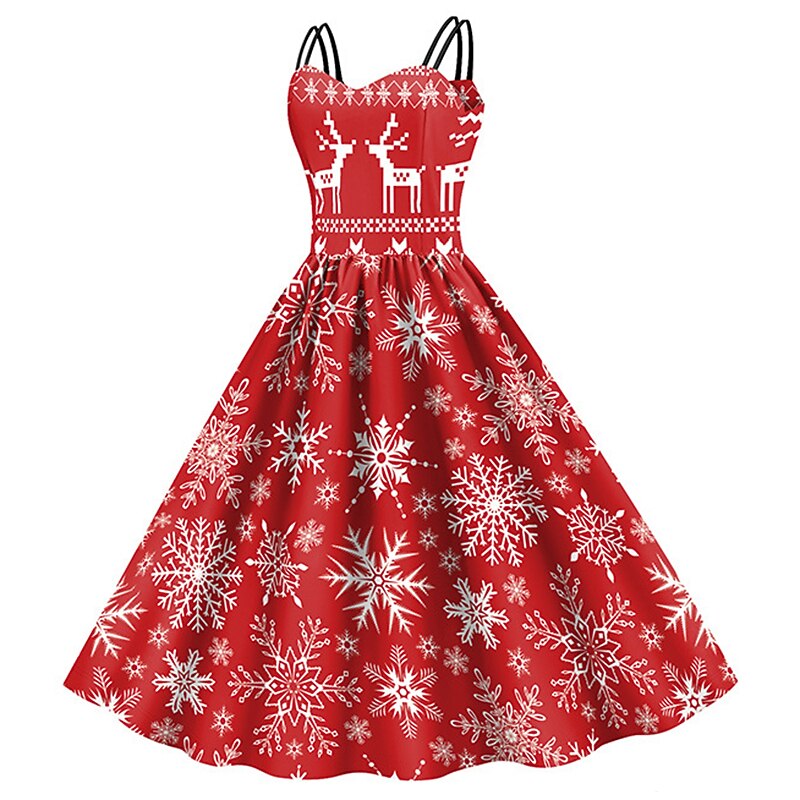 Christmas Vintage Snowflake Santa Pin-up Dress